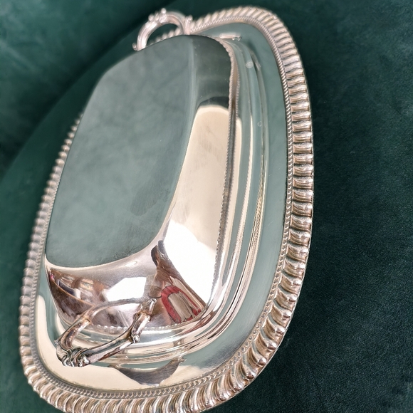 Vintage Elegant Silver Plated Rectangular Serving Tray with Lid